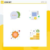 paquete de 4 iconos planos creativos de pandereta de impuestos de documentos de música de chat elementos de diseño de vectores editables