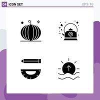 Pack of 4 Modern Solid Glyphs Signs and Symbols for Web Print Media such as cornucopia pot harvest coffee compass Editable Vector Design Elements