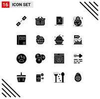 Set of 16 Modern UI Icons Symbols Signs for book landmark note investment create Editable Vector Design Elements