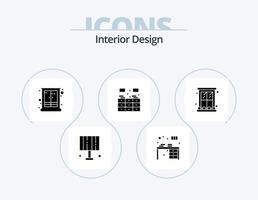 paquete de iconos de glifo de diseño de interiores 5 diseño de iconos. estante. gabinete. Decorar. estantería. armario vector