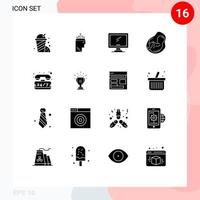 Modern Set of 16 Solid Glyphs Pictograph of help obstetrics monitor pregnant baby Editable Vector Design Elements