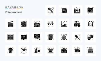 25 Entertainment Solid Glyph icon pack vector