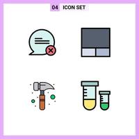 User Interface Pack of 4 Basic Filledline Flat Colors of chat potion interaction claw hammer science Editable Vector Design Elements