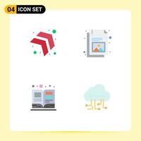 Editable Vector Line Pack of 4 Simple Flat Icons of arrow schoolbook business image data Editable Vector Design Elements