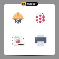 Group of 4 Modern Flat Icons Set for cap metrics labor love chart Editable Vector Design Elements