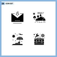 Group of 4 Modern Solid Glyphs Set for download beach retrieve nature vacation Editable Vector Design Elements