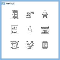 Modern Set of 9 Outlines Pictograph of afghani heater conversation water rocket Editable Vector Design Elements