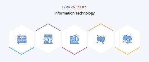 paquete de 25 íconos azules de tecnología de la información que incluye . gestión. Internet. informática. ratón vector