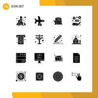 16 Thematic Vector Solid Glyphs and Editable Symbols of calls marketing fees transportation investment spring Editable Vector Design Elements