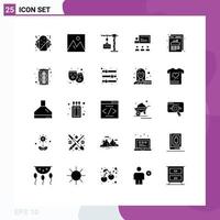 Group of 25 Modern Solid Glyphs Set for chart leadership cargo human teamwork Editable Vector Design Elements