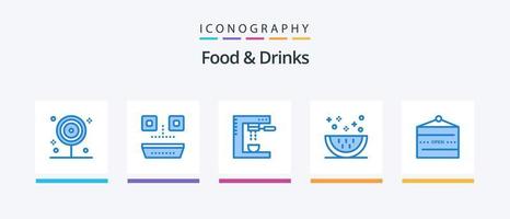 Food and Drinks Blue 5 Icon Pack Including slice. food. cooking. drinks. machine. Creative Icons Design vector