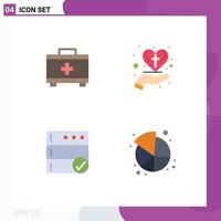 Group of 4 Modern Flat Icons Set for bag database hand christian chart Editable Vector Design Elements