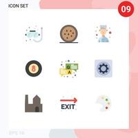 Mobile Interface Flat Color Set of 9 Pictograms of chat qa chef answer game Editable Vector Design Elements