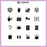 User Interface Pack of 16 Basic Solid Glyphs of avatar pin sharing location wall Editable Vector Design Elements