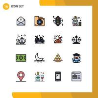 Universal Icon Symbols Group of 16 Modern Flat Color Filled Lines of tea money first finance server Editable Creative Vector Design Elements