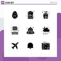 User Interface Pack of 9 Basic Solid Glyphs of learning ebook clip board book money Editable Vector Design Elements