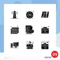 9 Thematic Vector Solid Glyphs and Editable Symbols of list todo artificial web military Editable Vector Design Elements