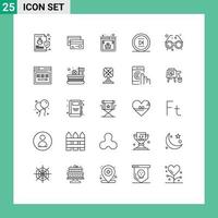 25 Line concept for Websites Mobile and Apps office web cards virus browser Editable Vector Design Elements