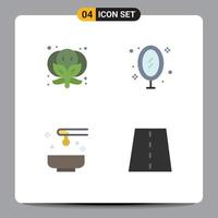 paquete de interfaz de usuario de 4 iconos planos básicos de muebles de miel de brócoli spa de oficina elementos de diseño vectorial editables vector