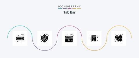 paquete de iconos de barra de pestañas glifo 5 que incluye . como. pag. corazón. lista de deseos vector