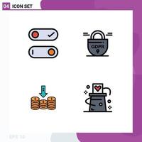 Pictogram Set of 4 Simple Filledline Flat Colors of control money data secure arrow Editable Vector Design Elements