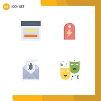 4 Universal Flat Icon Signs Symbols of design bug web sign mail Editable Vector Design Elements