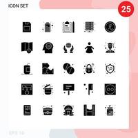 Set of 25 Modern UI Icons Symbols Signs for business storage document server data Editable Vector Design Elements