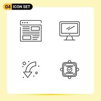 4 Universal Line Signs Symbols of application pc layout monitor arrows Editable Vector Design Elements