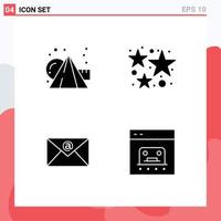 User Interface Pack of 4 Basic Solid Glyphs of art email cubes firework mail Editable Vector Design Elements