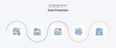 paquete de iconos azul de protección de datos 5 que incluye . seguridad. proteccion. computadora portátil. seguridad vector