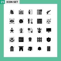 25 Thematic Vector Solid Glyphs and Editable Symbols of security network employee data person Editable Vector Design Elements