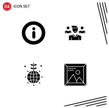 paquete de 4 glifos sólidos creativos de info world team squard codificación elementos de diseño vectorial editables vector