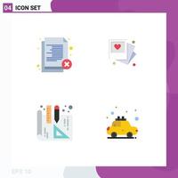 Pictogram Set of 4 Simple Flat Icons of delete blueprints recruitment photo car Editable Vector Design Elements