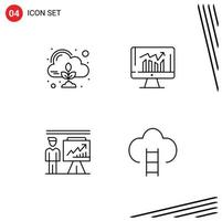 Modern Set of 4 Filledline Flat Colors and symbols such as emission business cloud report presentation Editable Vector Design Elements