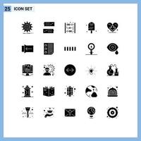 Pack of 25 Modern Solid Glyphs Signs and Symbols for Web Print Media such as set food speech bubble done count Editable Vector Design Elements