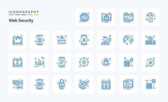 paquete de 25 iconos azules de seguridad web vector