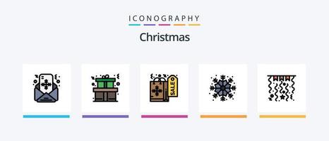 Christmas Line Filled 5 Icon Pack Including theatre. cinema. film reel. film flap. clapper. Creative Icons Design vector