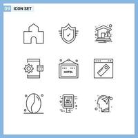 9 Creative Icons Modern Signs and Symbols of process develop tick coding warning Editable Vector Design Elements