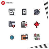 Universal Icon Symbols Group of 9 Modern Filledline Flat Colors of document security android folder multimedia Editable Vector Design Elements