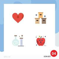 4 Flat Icon concept for Websites Mobile and Apps heart product favorite logistic flask Editable Vector Design Elements