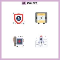 Pictogram Set of 4 Simple Flat Icons of data sign delivery board launch Editable Vector Design Elements