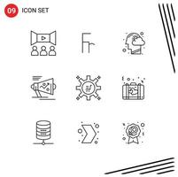 Modern Set of 9 Outlines and symbols such as announce loudspeaker cloud megaphone thinking Editable Vector Design Elements