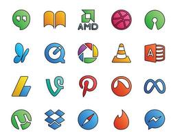 20 Social Media Icon Pack Including meta pinterest vlc vine adsense vector