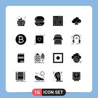 Modern Set of 16 Solid Glyphs and symbols such as currency technology communication alert user Editable Vector Design Elements