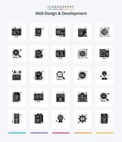 Creative Web Design And Development 25 Glyph Solid Black icon pack  Such As iteration. error. design. browser. responsive vector