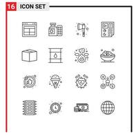 Outline Pack of 16 Universal Symbols of box report hospital page data Editable Vector Design Elements