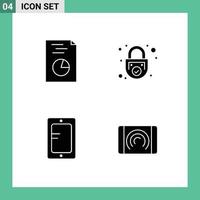 User Interface Pack of 4 Basic Solid Glyphs of analytics online lock secure school Editable Vector Design Elements