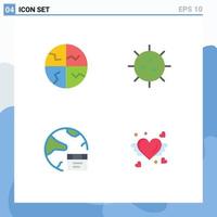 Universal Icon Symbols Group of 4 Modern Flat Icons of dry skin germ skin biology database Editable Vector Design Elements