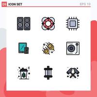 Set of 9 Modern UI Icons Symbols Signs for tablet business support smartphone gadget Editable Vector Design Elements