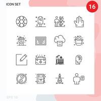 Group of 16 Modern Outlines Set for break four sweet fingers tick Editable Vector Design Elements